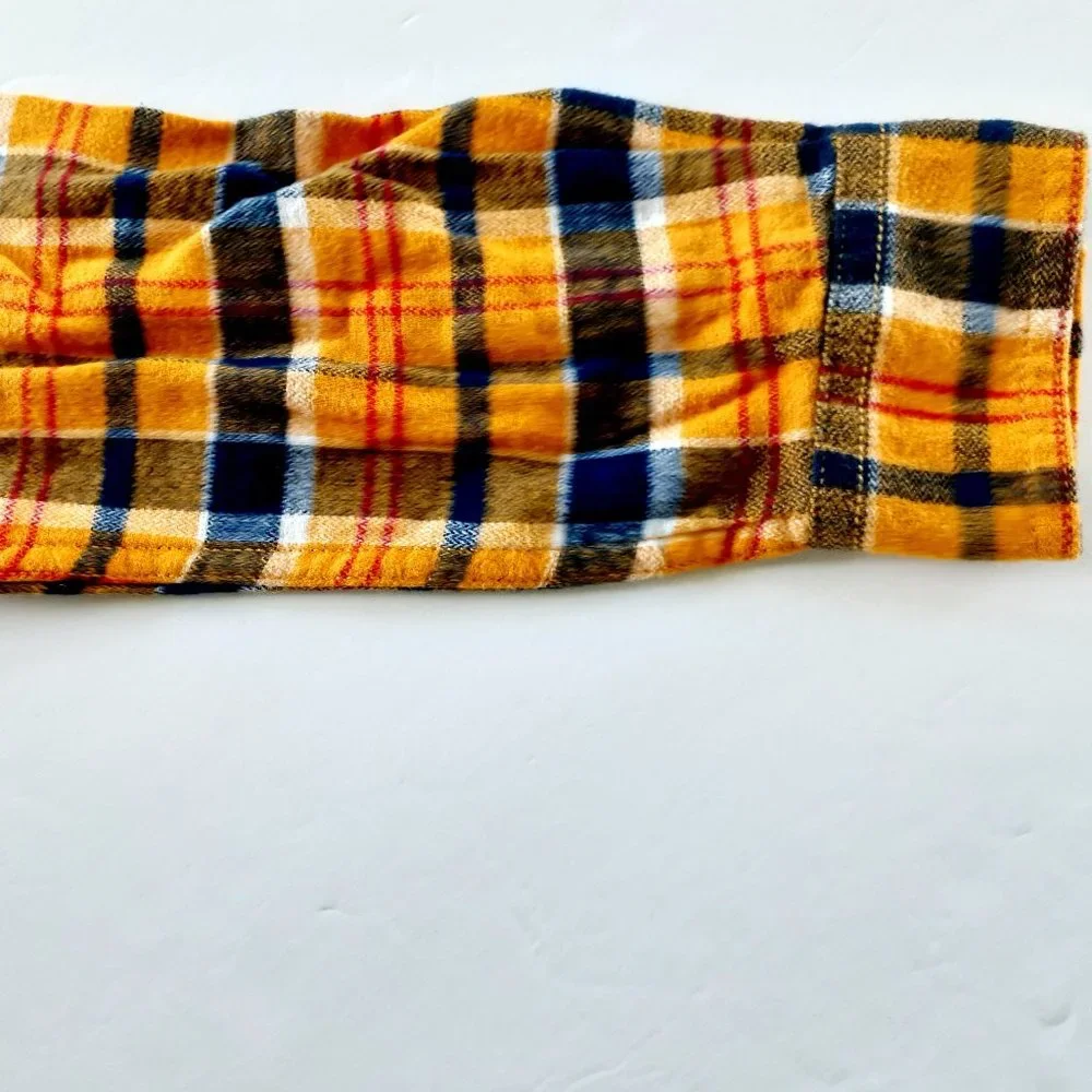 Sonoma Boys Shirt Flannel Yellow Plaid Button Down Size 10 New